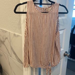 Altar’d Stare Large Orange and White Stripped Tank with tie.